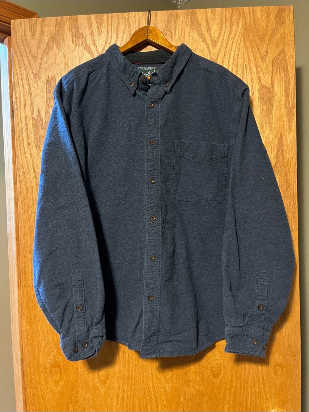 Woolrich Men's Dark Navy Button-Down Long Sleeve Shirt